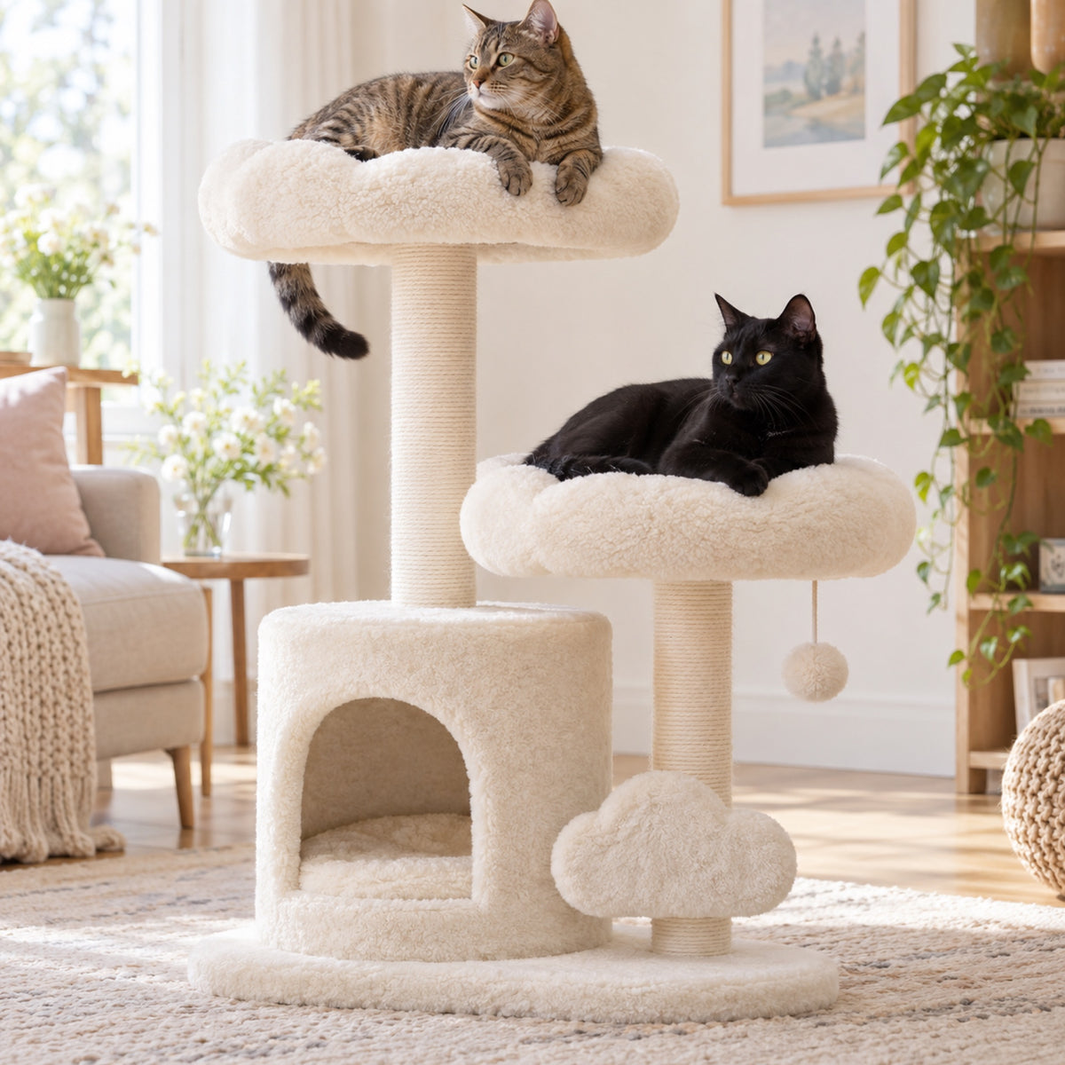 Arbre à chat Nuage Softy en situation dans un intérieur lumineux
