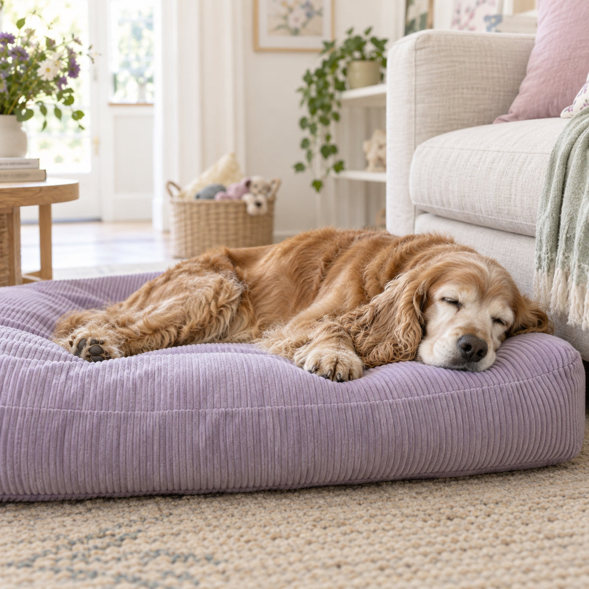 Coussin Guimauve déhoussable Softy en situation dans un intérieur lumineux