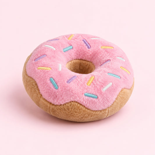Peluche Donut Softy, photo packshot sur fond crème
