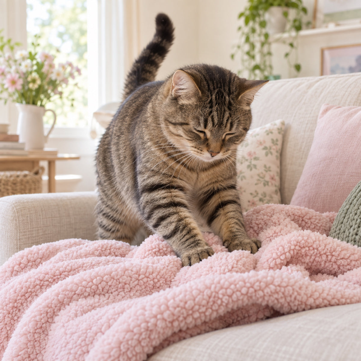 Plaid Pattoune en sherpa Softy en situation dans un intérieur lumineux