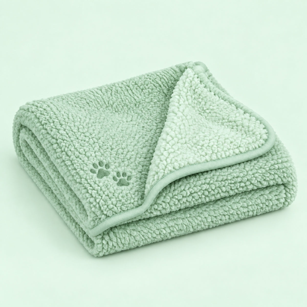 Plaid Pattoune en sherpa Softy, coloris menthe, photo packshot